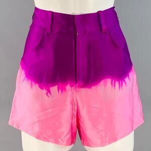 ALEJANDRA ALONSO ROJAS Size 2 Pink Purple Silk Satin Two Tone Dip Dyed Shorts